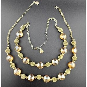 Vintage Monet Beaded Necklace Lot 2 Matching Gold‎ Tone Signed 19" READ